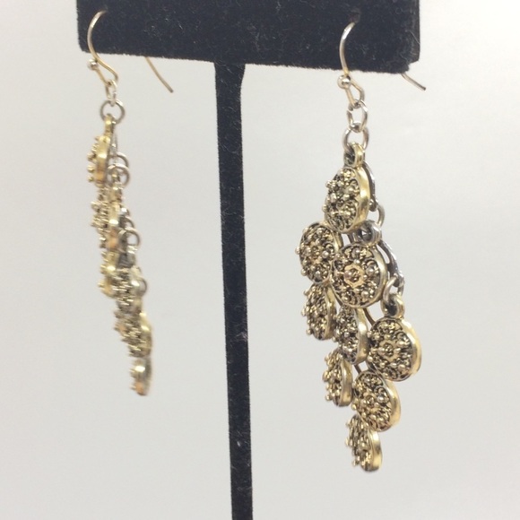3/$30 BRASS CHANDELIER DANGLE ARTICULATED CIRCLE COIN EARRINGS - Picture 5 of 9
